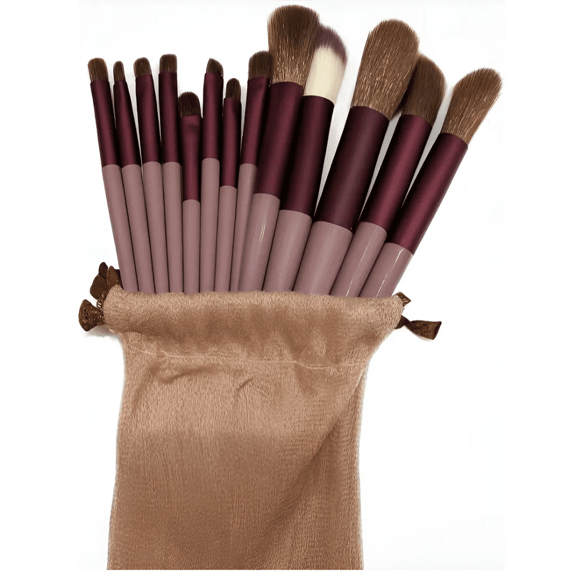 Kit 13 Pincéis de Maquiagem Profissional + Nécessaire de Veludo