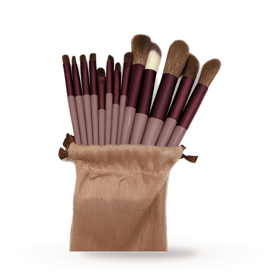 Kit 13 Pincéis de Maquiagem Profissional + Nécessaire de Veludo
